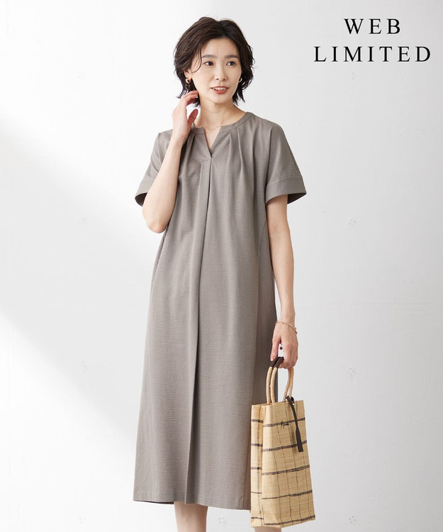 J.PRESS LADIES S 【WEB限定カラーあり・抗菌消臭・吸水速乾】サッカージャージー ワンピース ブラウン系