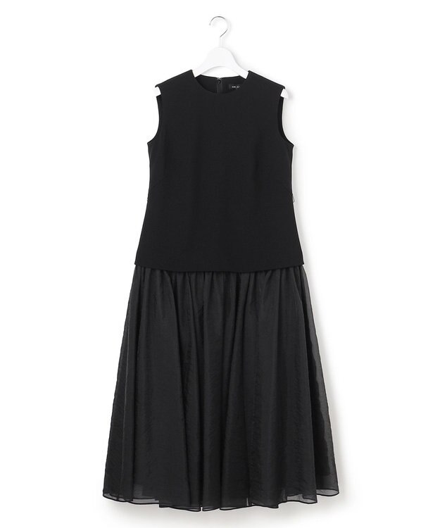 23区 S 【APPLAUDIR】クリアジョーゼットコンビ ドレス ブラック系