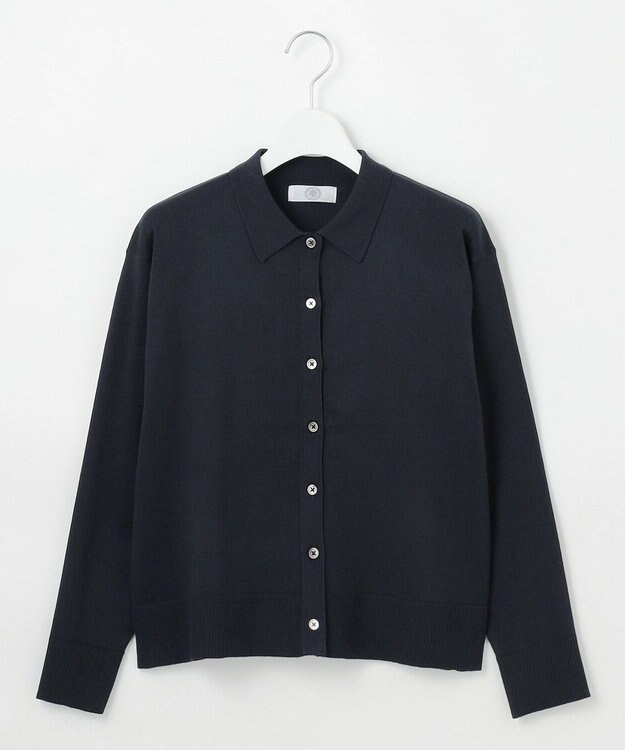 J.PRESS LADIES S 【洗える】ニットポロ カーディガン ネイビー系