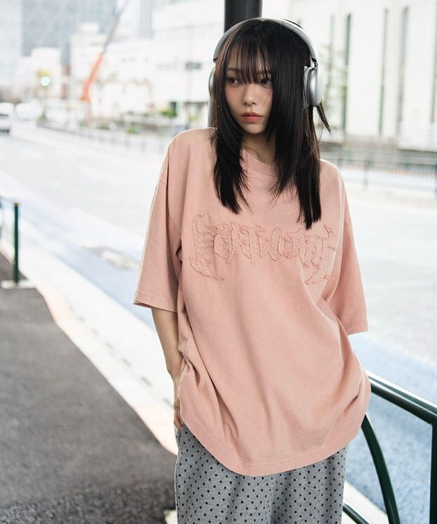 WEGO 【ユニセックス着用ITEM/MLサイズ展開】ブリーチダメージアップリケT（SS） ピンク