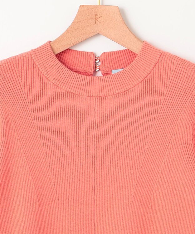 組曲 L Elena フリルスリーブ ニットプルオーバー コーラル系