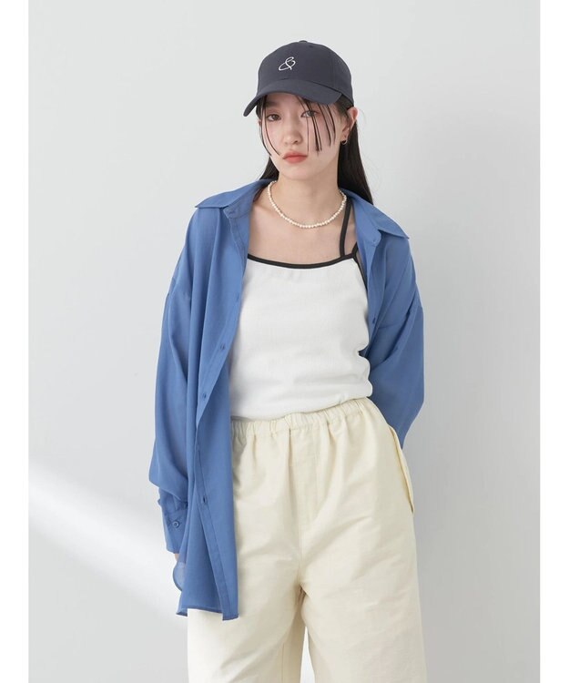 earth music&ecology シアーボーイズライクシャツ Off White