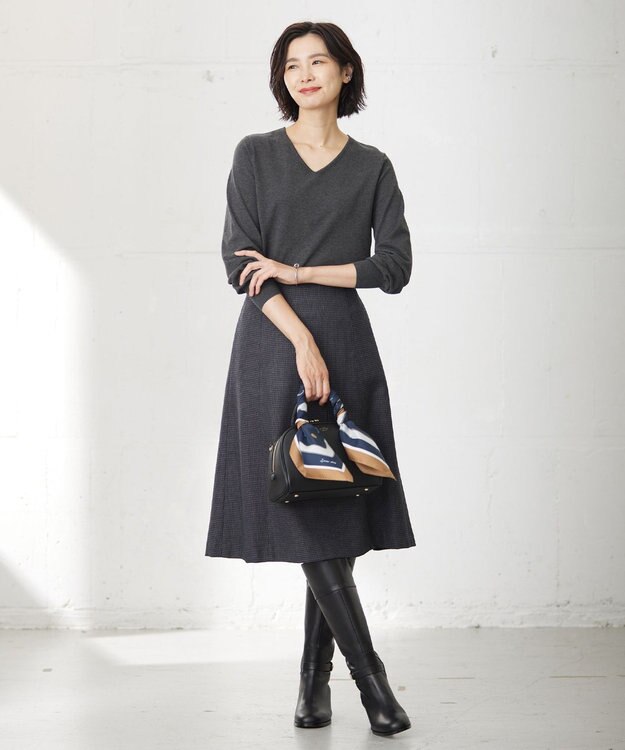 J.PRESS LADIES L 【洗える】PRINCE Vネック ニット グレー系