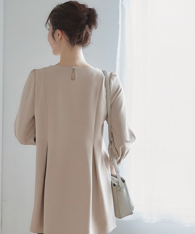 Tiaclasse L 【洗える】アシンメトリ―タックチュニック グレージュ