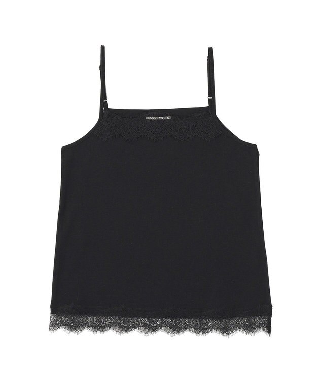 Green Parks ヒゲレーススクエアキャミソール Black