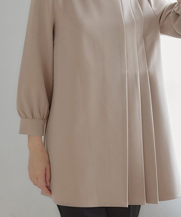 Tiaclasse L 【洗える】アシンメトリ―タックチュニック グレージュ