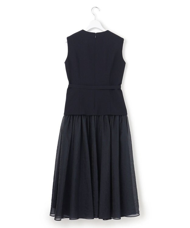 23区 S 【APPLAUDIR】クリアジョーゼットコンビ ドレス ネイビー系