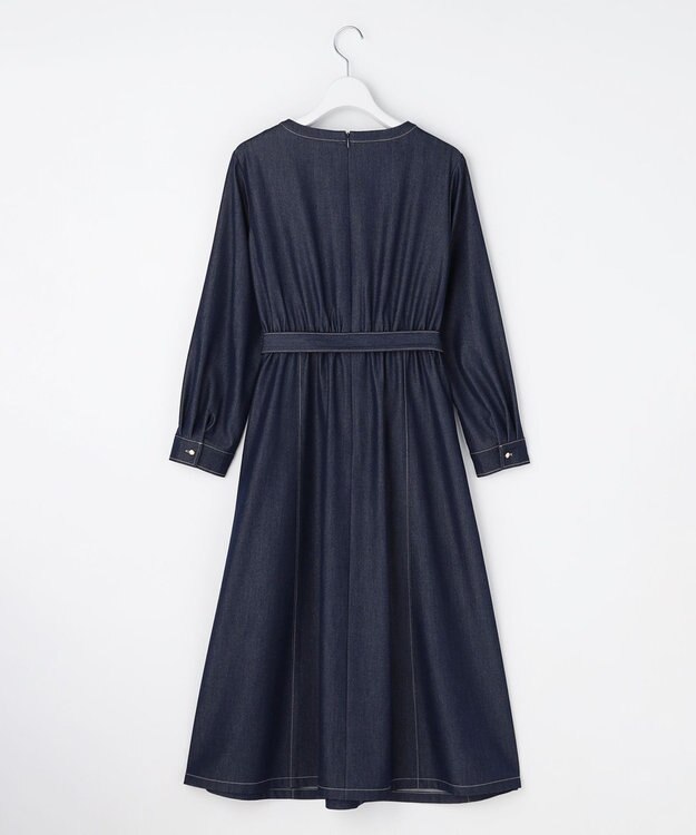 ANY SIS シャンブレーベルテッド ワンピース シャンブレーブルー