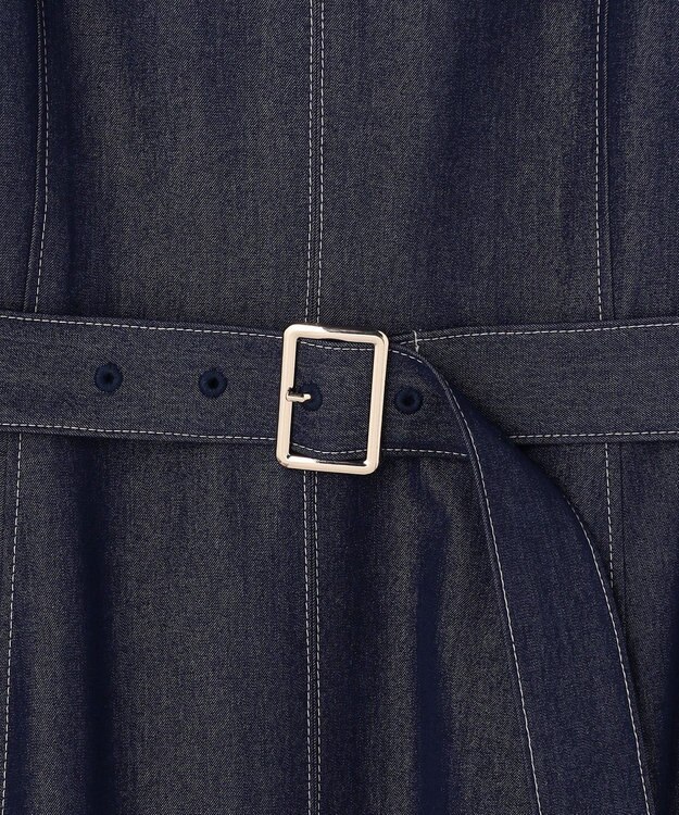 ANY SIS シャンブレーベルテッド ワンピース シャンブレーブルー