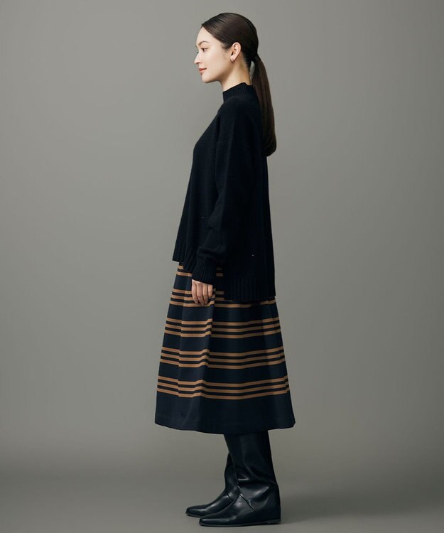 自由区 ポリエステルホールガーメント スカート ブラック×モカ