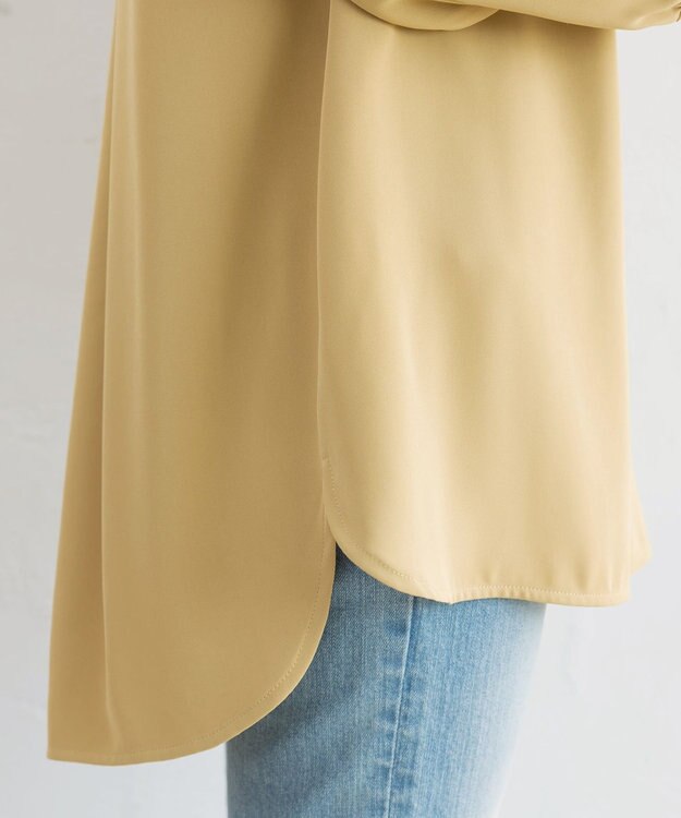 Tiaclasse L 【洗える】とろみシャツチュニック ライム