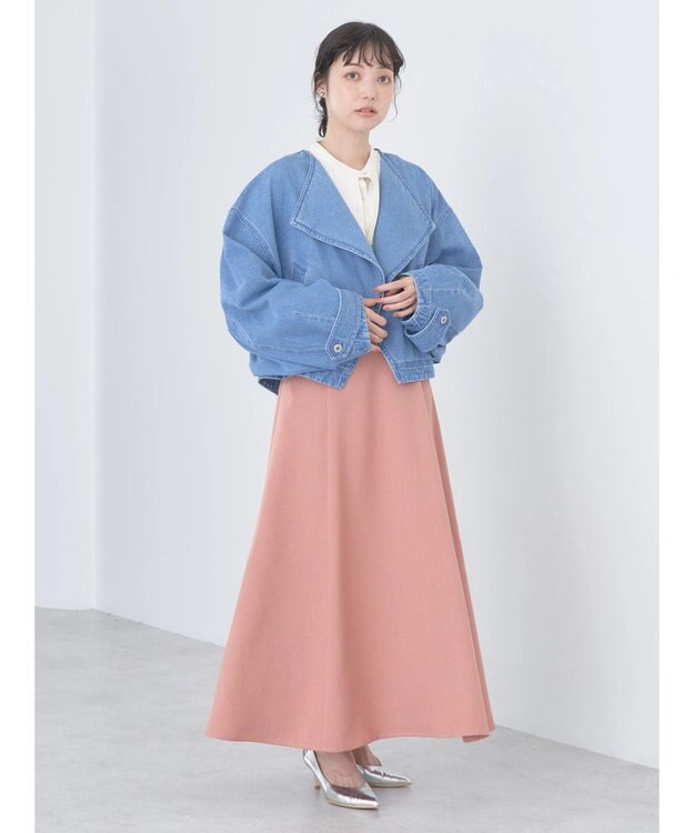 earth music&ecology ビッグカラーショートジャケット Light Indigo