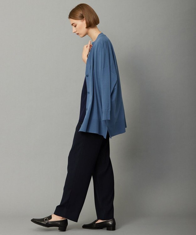 ICB 【洗える】ヴィスコースワイド Vネックカーディガン ライトダルブルー系