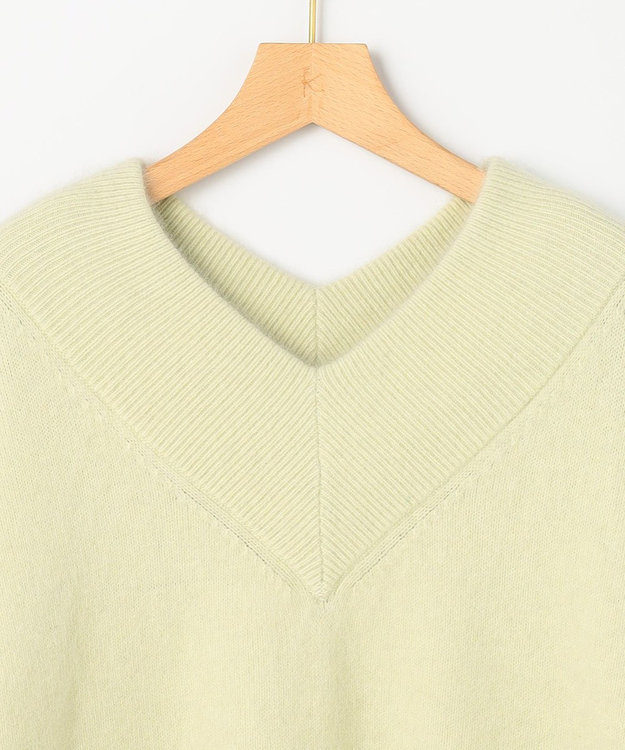 組曲 S フラッフィーファーＶネック ニット ライムイエロー系