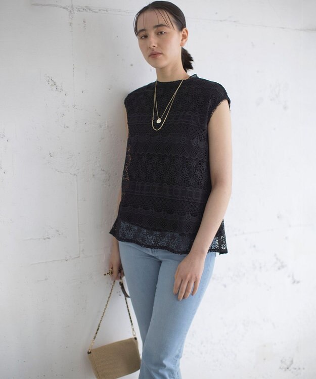 組曲 ラッセルレース ブラウス ブラック系