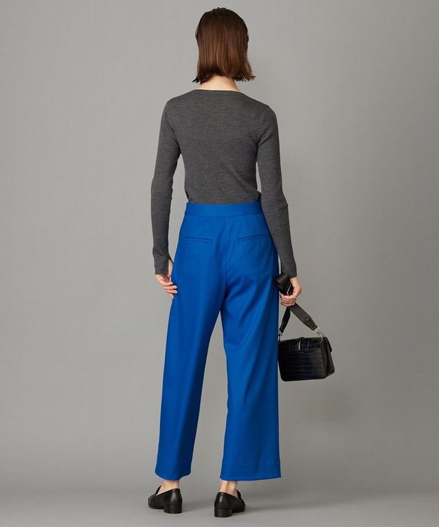 ICB 【洗える】 ウォッシャブルウールジャージー ワイドパンツ サファイア系