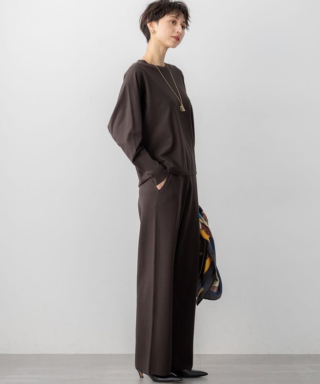 23区 【洗える/吊り干しOK】ヴィスコースストレッチ ドルマンスリーブ ニット ブラウン系