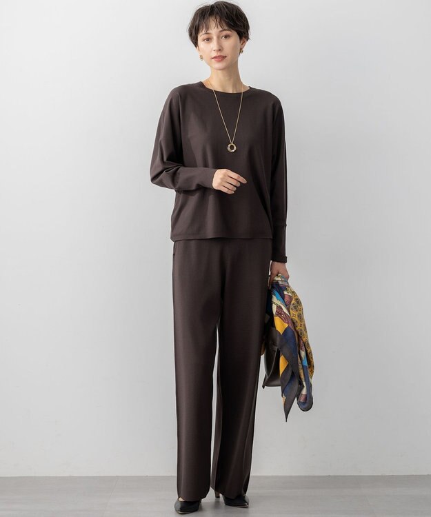 23区 【洗える/吊り干しOK】ヴィスコースストレッチ ドルマンスリーブ ニット ブラウン系
