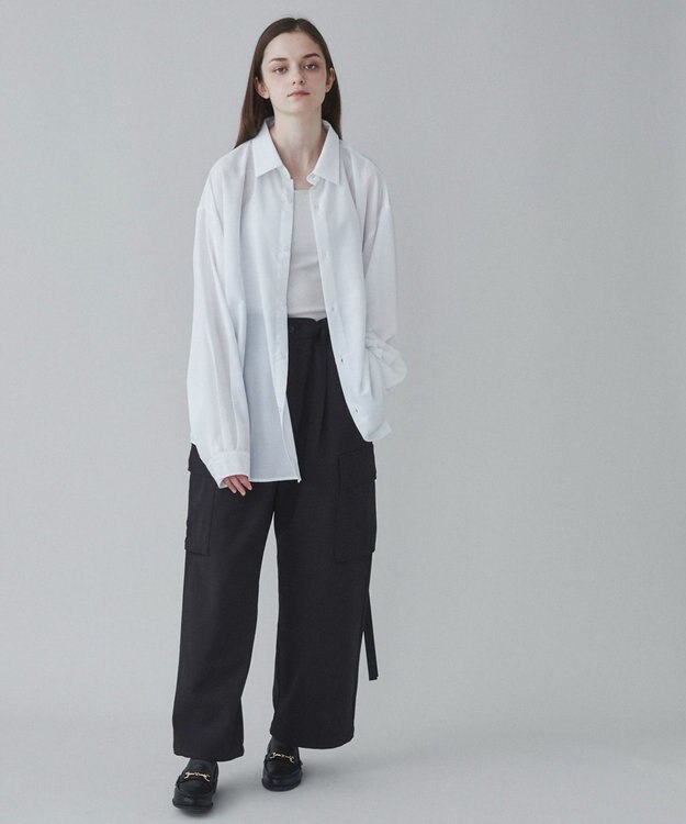 WEGO 【ユニセックス着用ITEM/SMLサイズ展開/冷房対策/紫外線対策】シアーBIGシャツ ホワイト