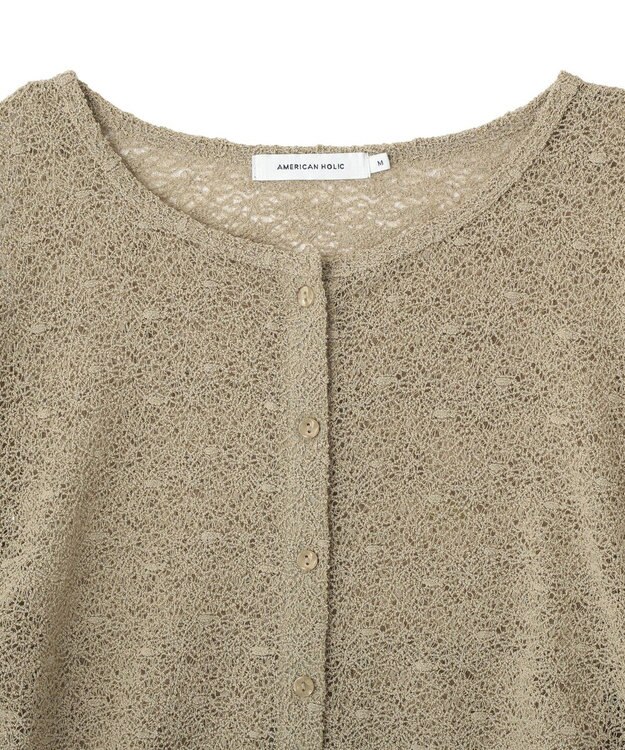 AMERICAN HOLIC レース5分袖カーディガン Beige