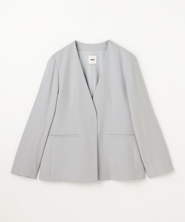 ANY L イージーケアライトストレッチノーカラージャケット ライトグレー