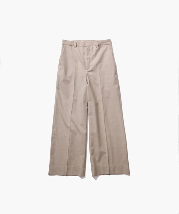 ATON WOOL SILK TWILL | タックレスワイドパンツ TOP BEIGE