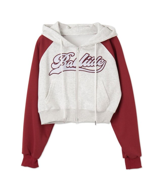 WEGO カレッジロゴラグランジップパーカー レッド