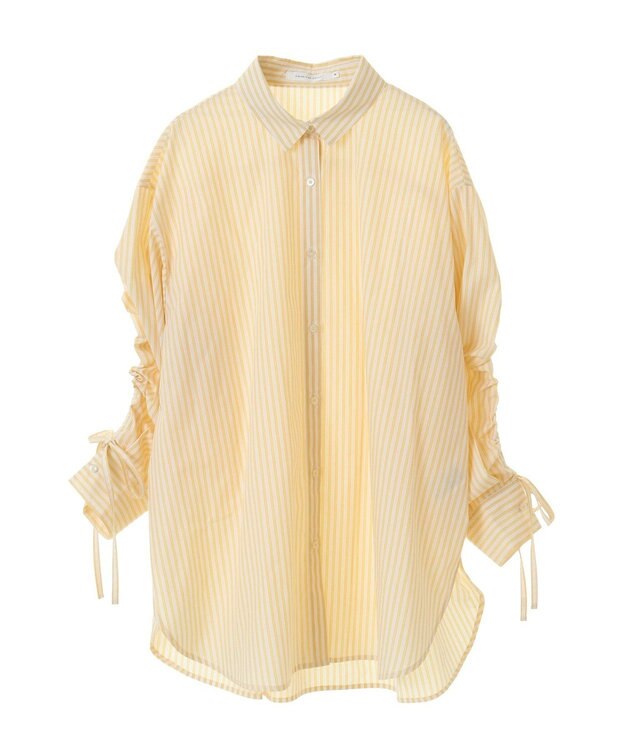 AMERICAN HOLIC イージーケアバックギャザーリボンシャツ Stripe Yellow