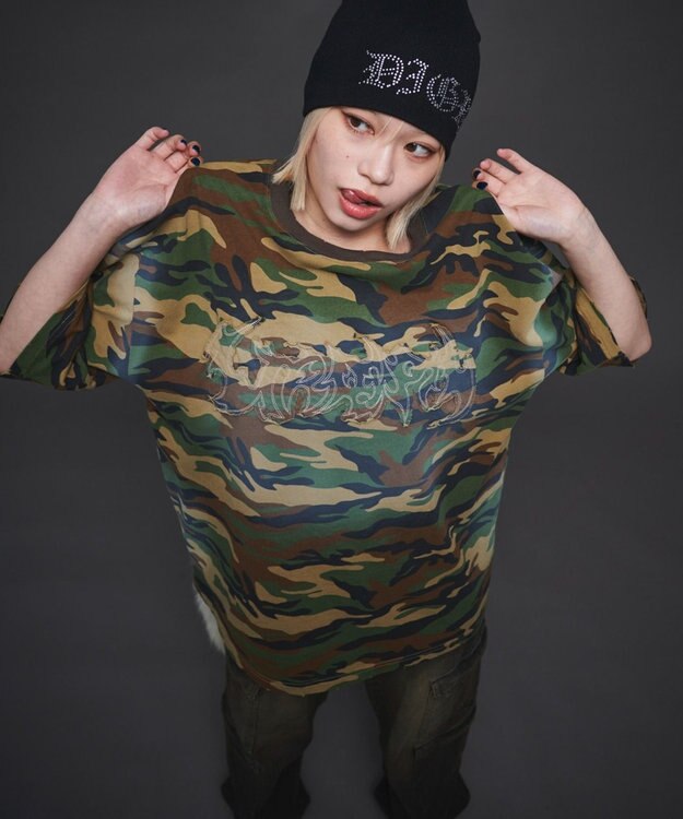 WEGO 【ユニセックス着用ITEM】ダメージアップリケグラフィックT（SS） 柄1