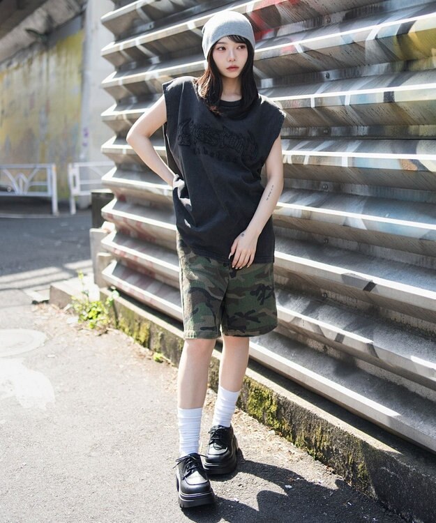 WEGO 【ユニセックス着用ITEM】ブリーチダメージアップリケノースリーブ ブラックその他