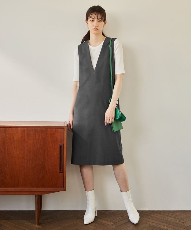 ICB 【WEB＆一部店舗限定カラーあり】 LooseWeave ジャンパースカート チャコール系