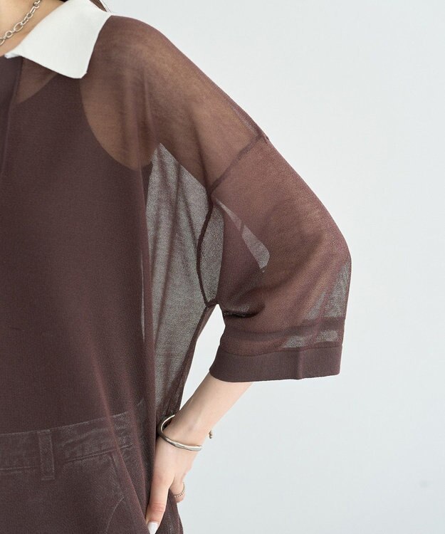 earth music&ecology シアーポロプルオーバー Brown