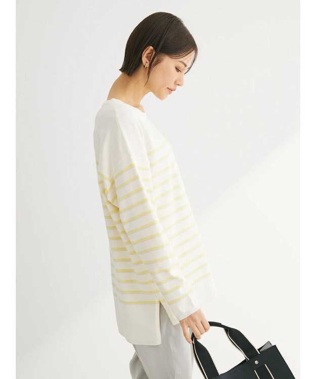 Green Parks ラメ入りボーダーニットプルオーバー Yellow