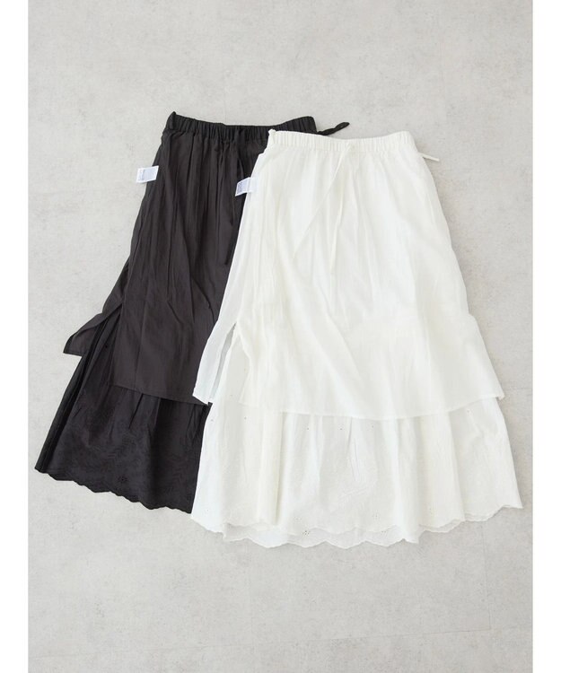 AMERICAN HOLIC インドＣｏｔｔｏｎスカラップ刺繍スカート Off White