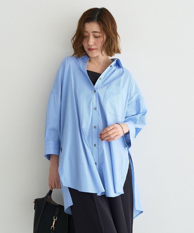 YECCA VECCA リブMIXストライプオーバーシャツ Stripe