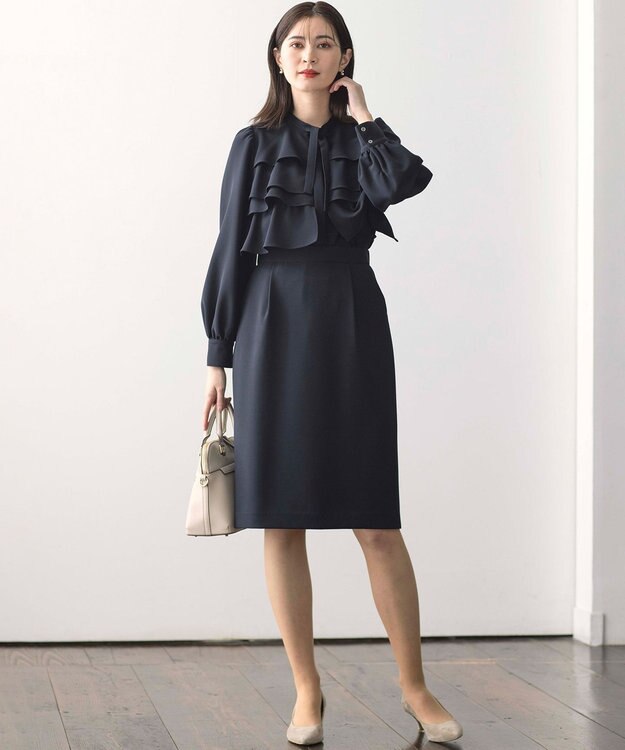 組曲 S 【KUMIKYOKU NAVY】コンフォータブルドレープ コクーンスカート ネイビー系