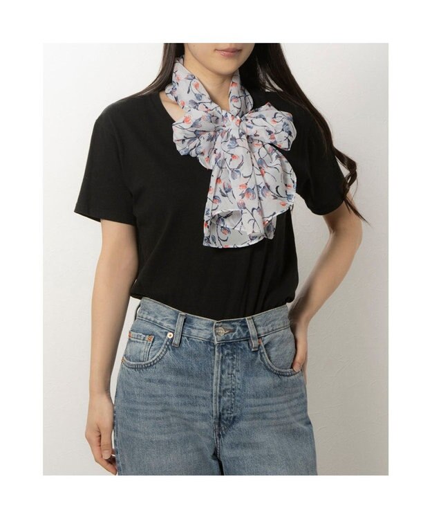 UNBILLION カシュネ cache nez / 花柄シフォンスカーフ ホワイト