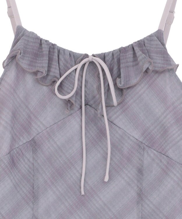 earth music&ecology フロントリボンチェックミニキャミワンピース Check Gray