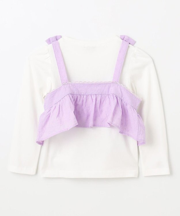 ANY KIDS キャミソール付き 長袖Tシャツ ラベンダー×オフホワイト