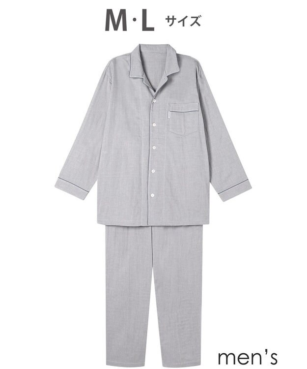 ワコール／睡眠科学 パジャマ 長袖 長ズボン 綿100%(本体) 三重ガーゼ メンズ YGX568 睡眠科学／ワコール グレー