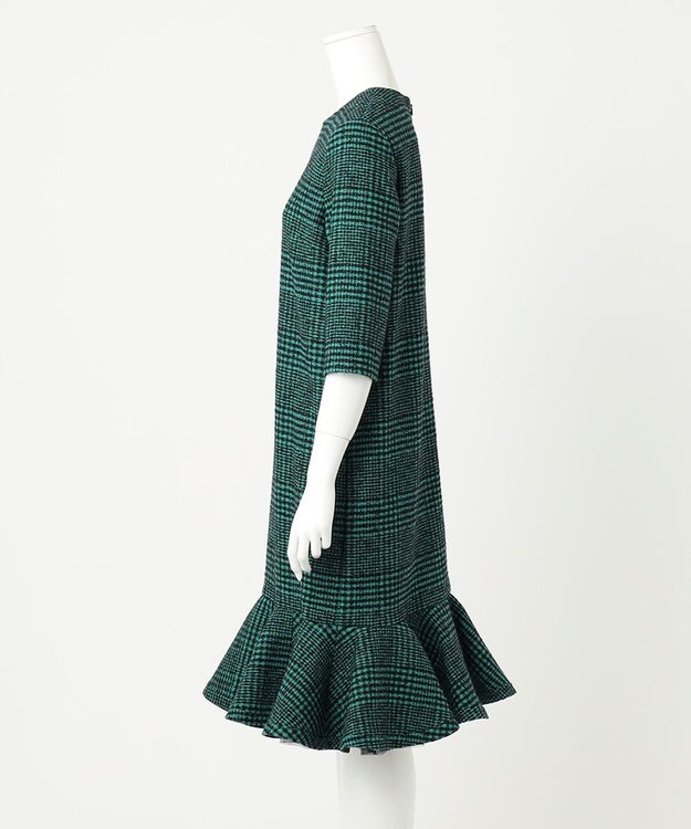 23区 S 【R(アール)】MANTECOツイード ペプラムワンピース グリーン系