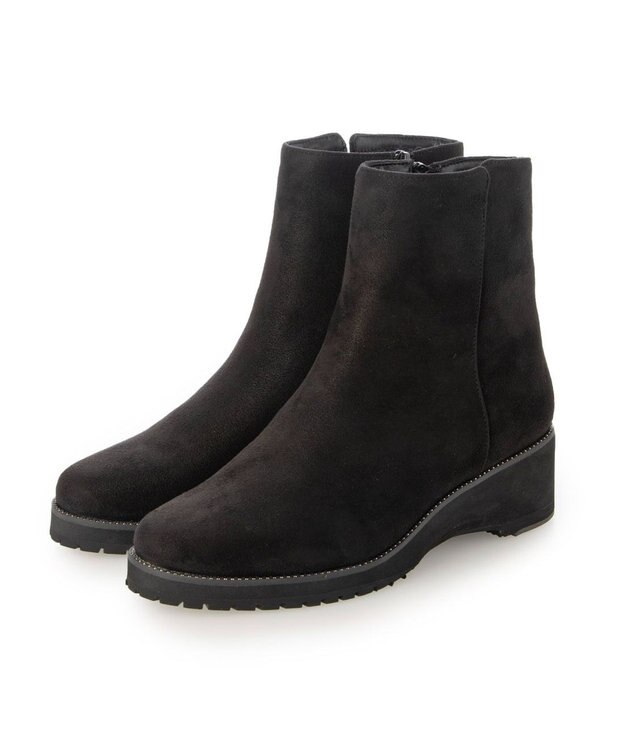 Riz raffinee <Riz raffinee>ウエッジヒールショートブーツ ブラックスエード