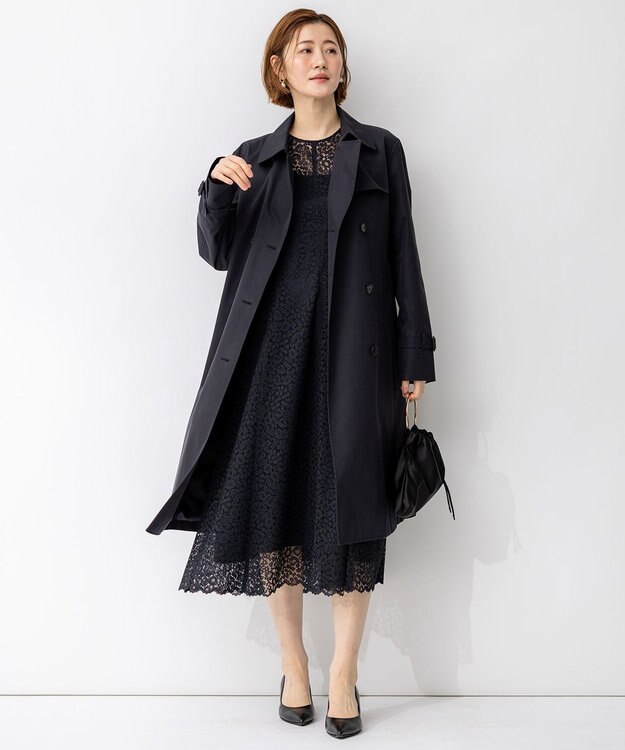 23区 S 【APPLAUDIR】ニュアンスフラワーレース ドレス ネイビー系