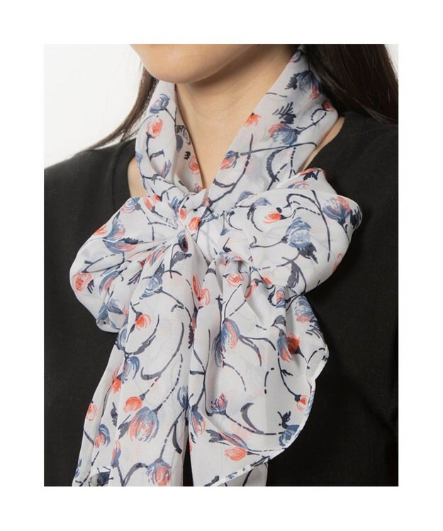 UNBILLION カシュネ cache nez / 花柄シフォンスカーフ ホワイト