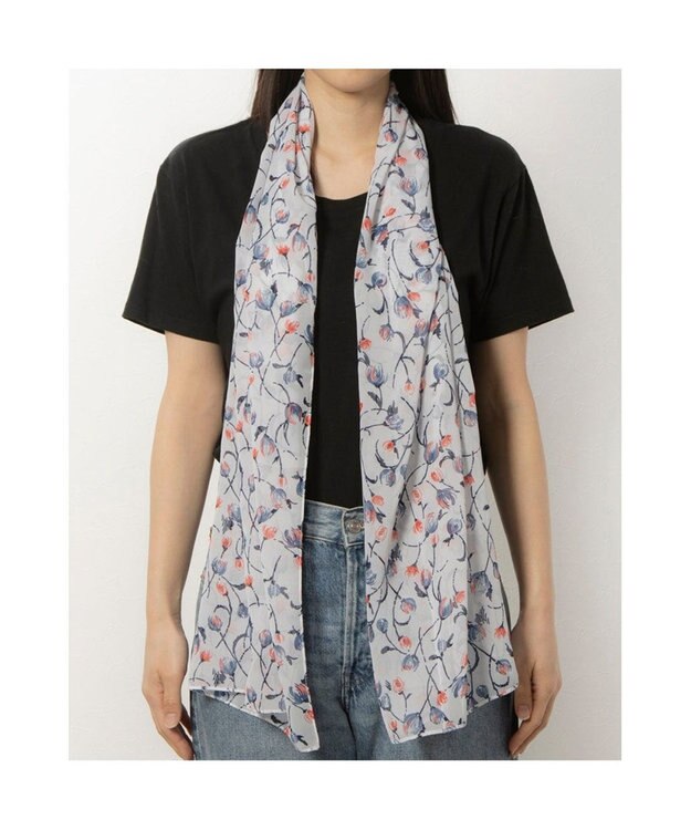 UNBILLION カシュネ cache nez / 花柄シフォンスカーフ ホワイト