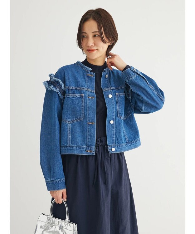 Green Parks ・Ｄｏｕｂｌｅ　Ｆｌａｇｓ　　ショルダーフリルＧジャン Indigo