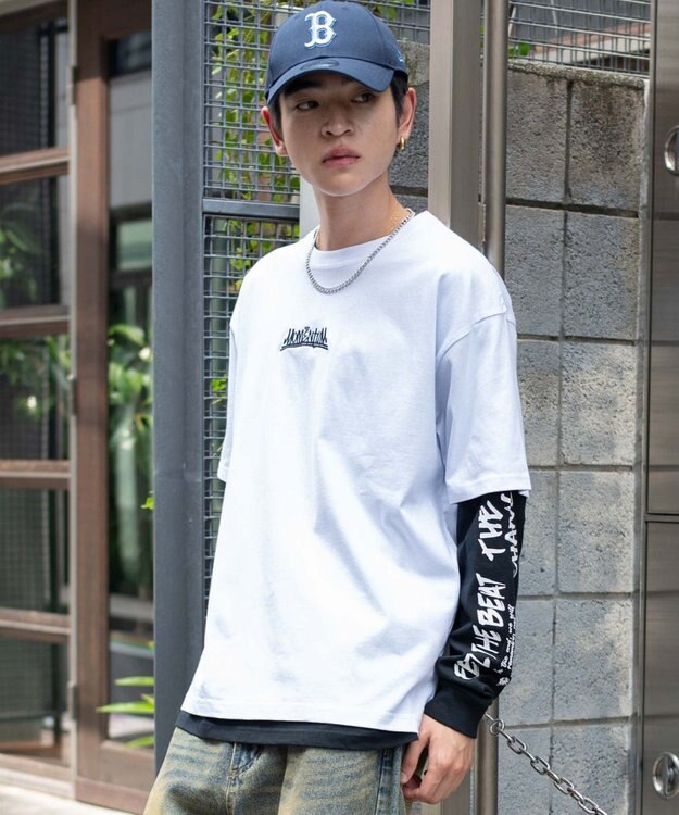 WEGO 【2点セット】アクセ付きアンサンブルグラフィックT（長袖） ホワイト