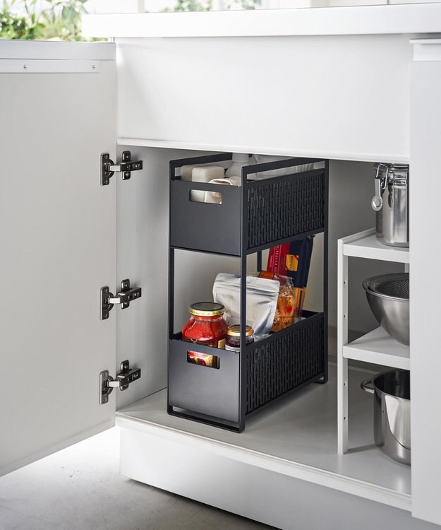 tower シンク下収納バスケット タワー 2段 ブラック ブラック