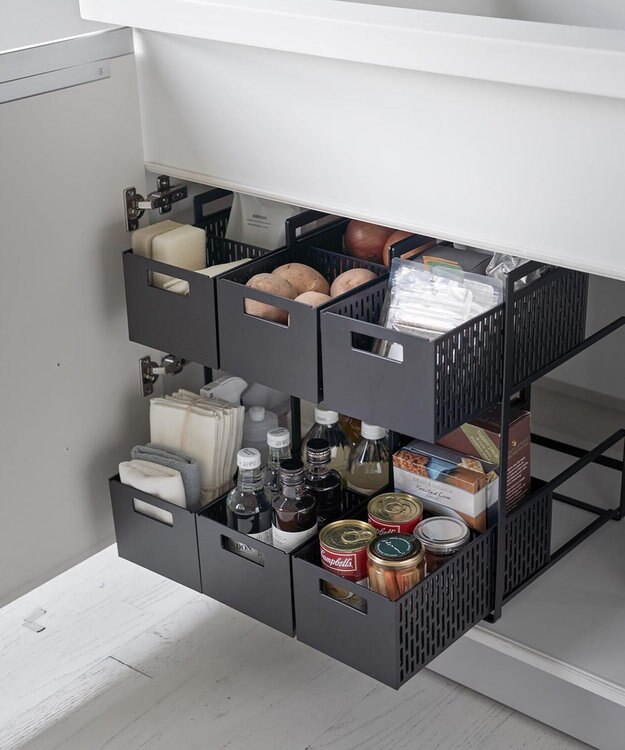 tower シンク下収納バスケット タワー 2段 ブラック ブラック