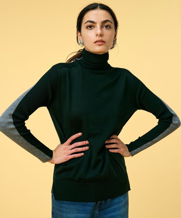 BEIGE， 【洗える】LA MONNAIE / タートルネックニット F Green×Md Gray